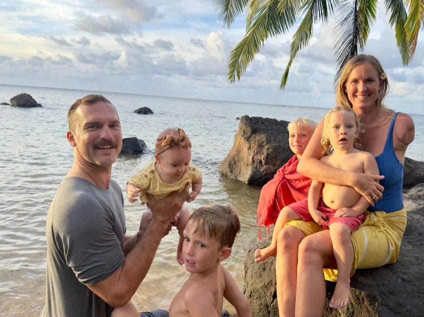 Bethany Hamilton enjoying time with her husband and children by the beach, embodying her commitment to faith, family, and resilience.