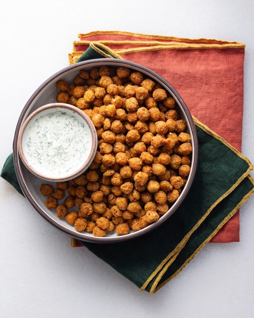 Breaded Chickpeas with Lemon Dill Dip