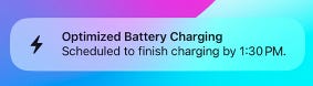 Screenshot of iPhone notification about optimizing battery charging