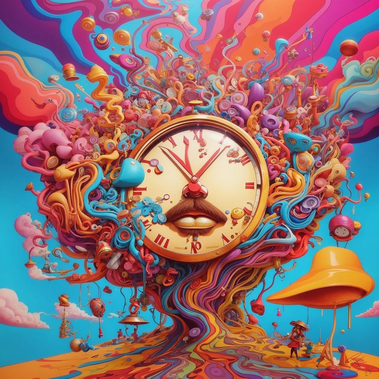 psychedelic surreal clock time sensory overload