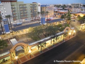 You can see multiple downtown Tucson development from atop the Pennington Street Parking Garage. The Ronstadt Transit Center (foreground) is in the crosshairs for future development.