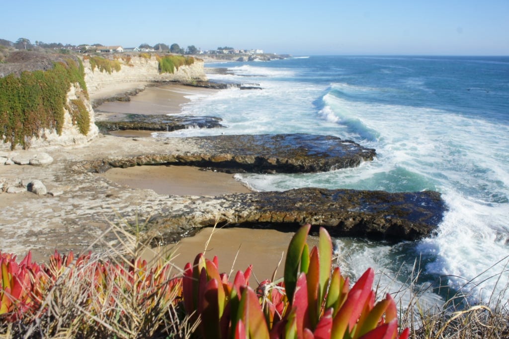 Coastal view north of Santa Cruz on a family walk.