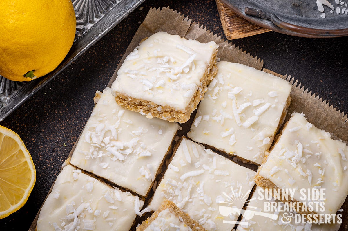 Lemon slices on parchment paper.