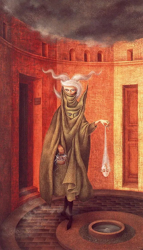 Remedios Varo. Woman leaving psychoanalyst office