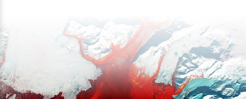 Image of glaciers with a heat map