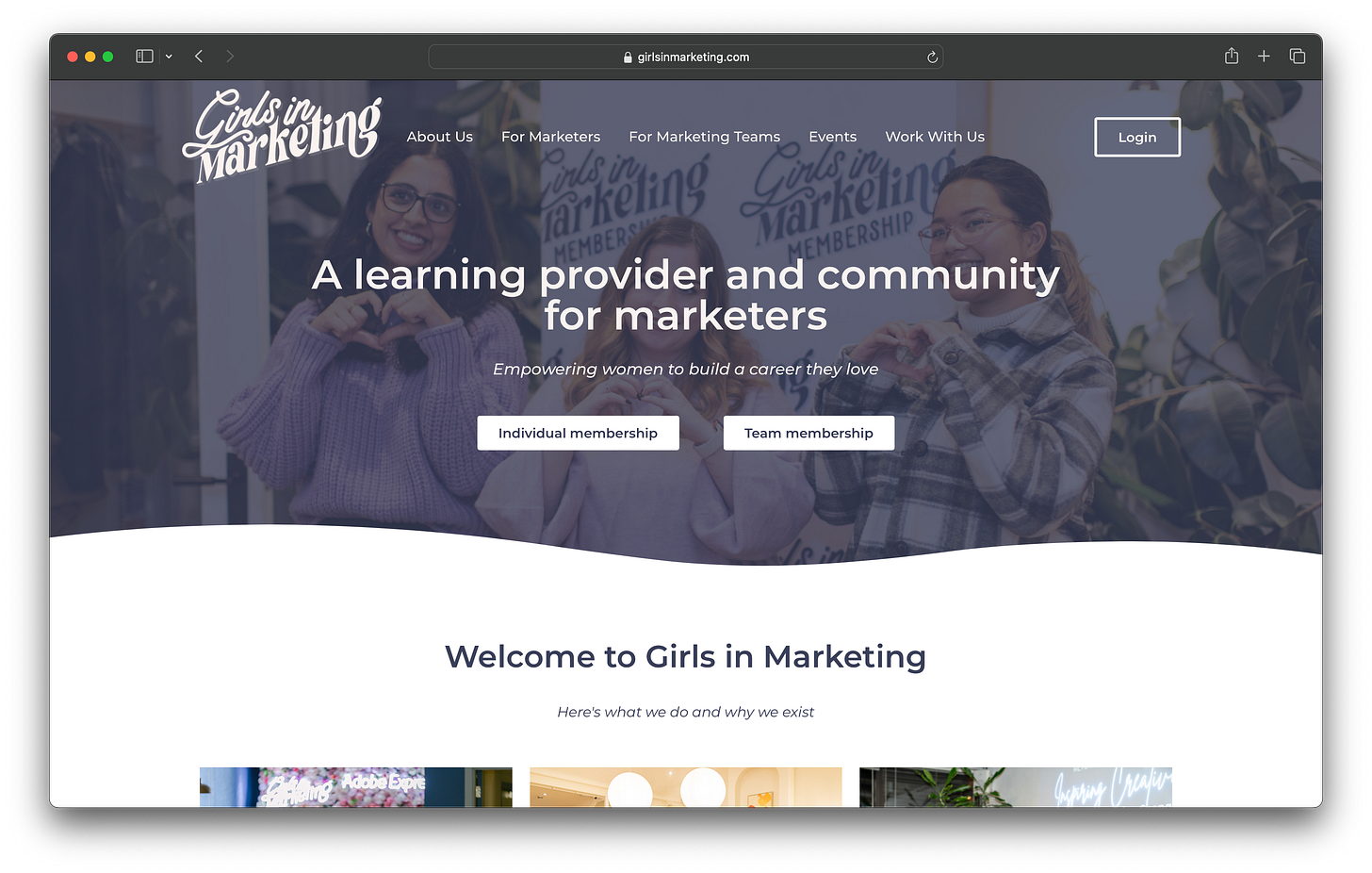 Girls in Marketing website