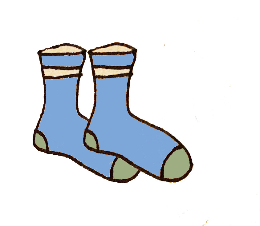 Drawing of two blue and green socks