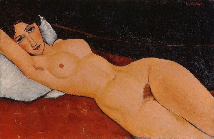 Amedeo Modigliani, «Female Nude Reclining on a Pillow»