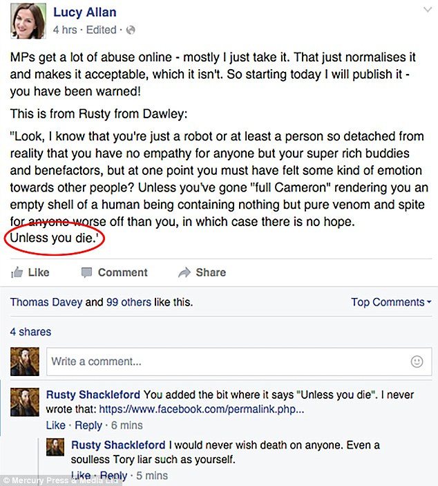 Lucy Allan Fake Death Threat