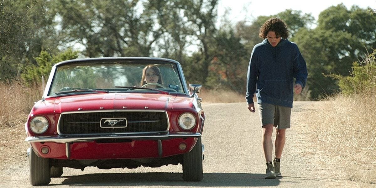 Stella forcing Colton to walk alongside her car because he is beneath her socially sadly on Walker.