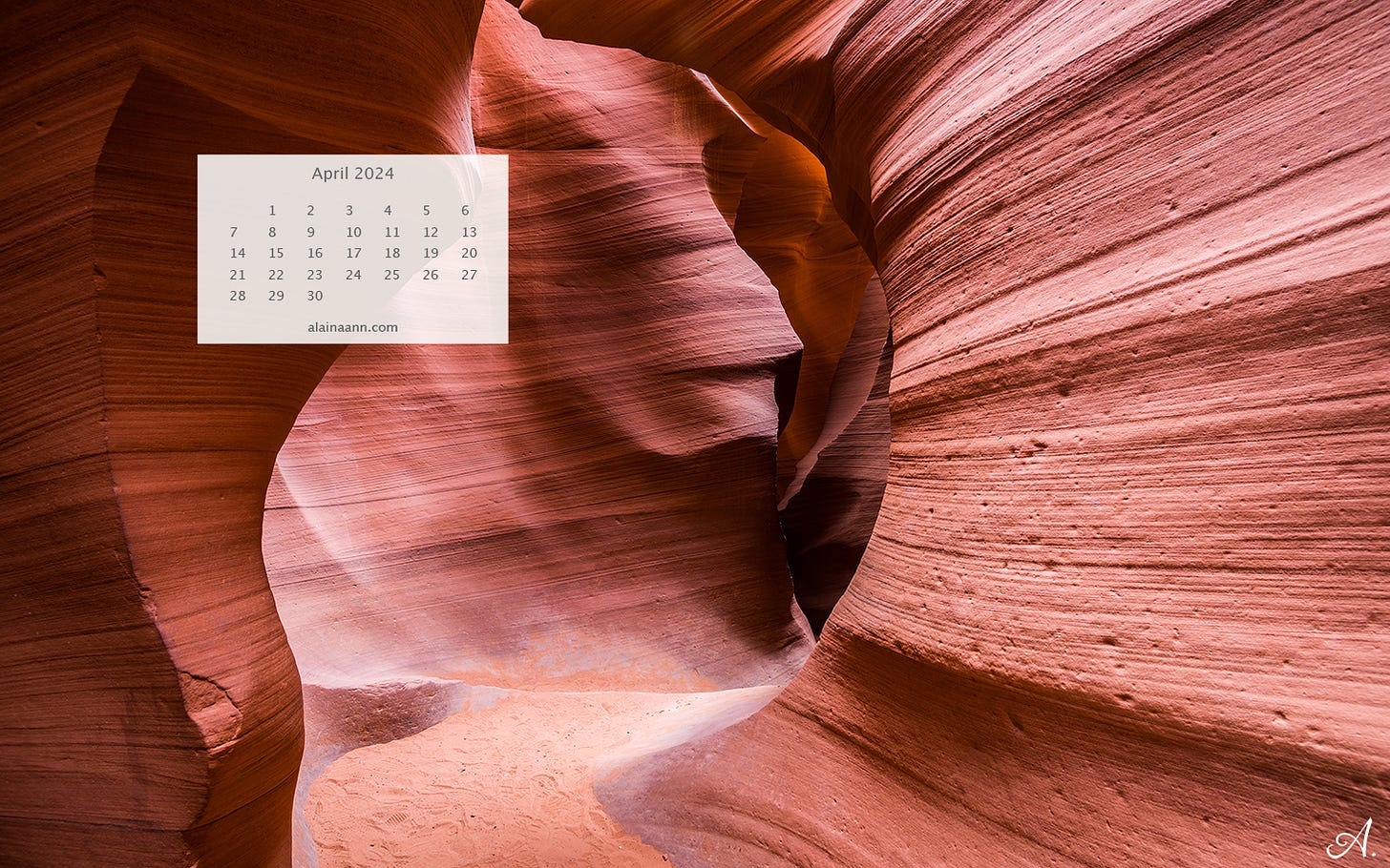 A calendar on a wall of a canyon.