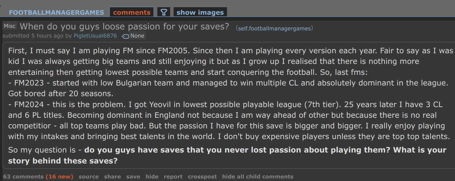 Football Manager Reddit Losing Passion For Save