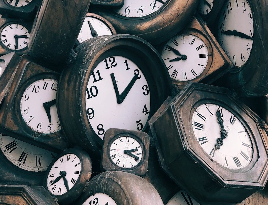 brown-and-white clocks