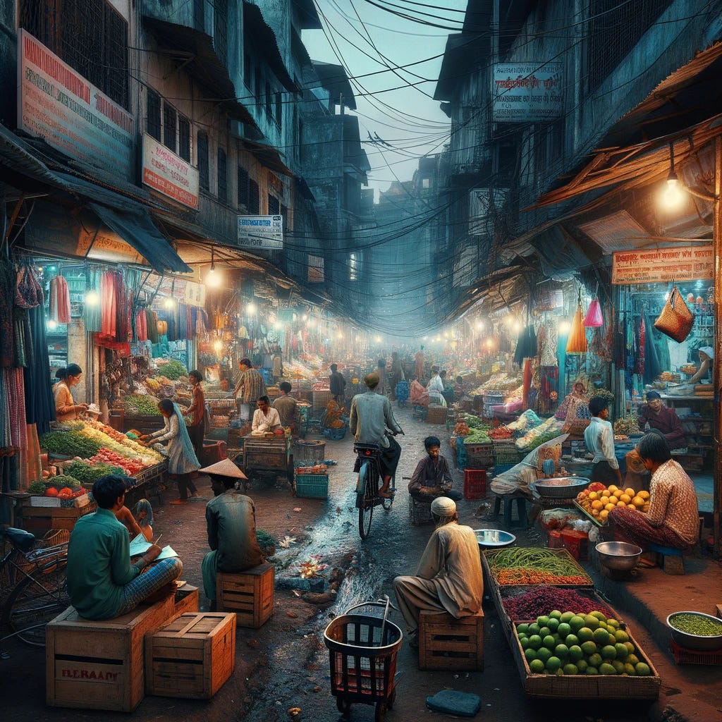 A bustling market.