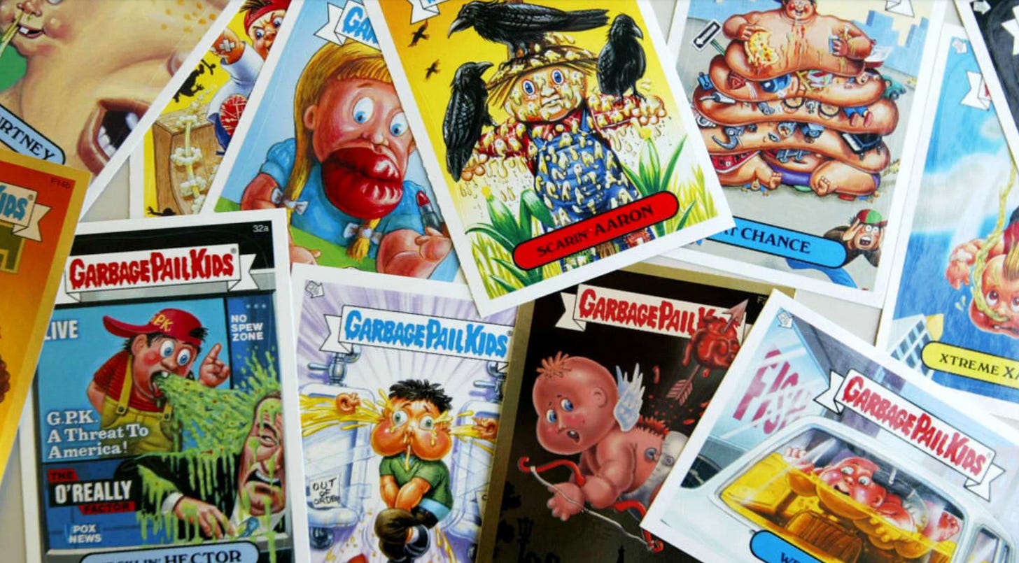trading cards with cartoonish characters