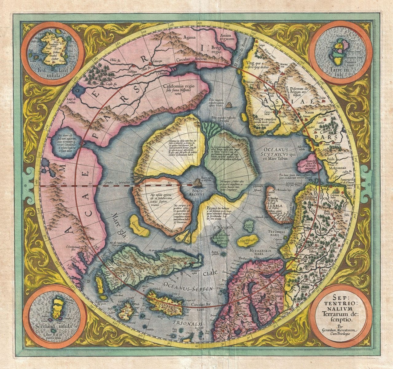 La seconda edizione della mappa dell'artico di Mercatore