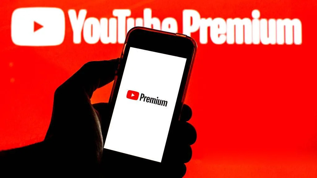 A phone showing the YouTube Premium logo