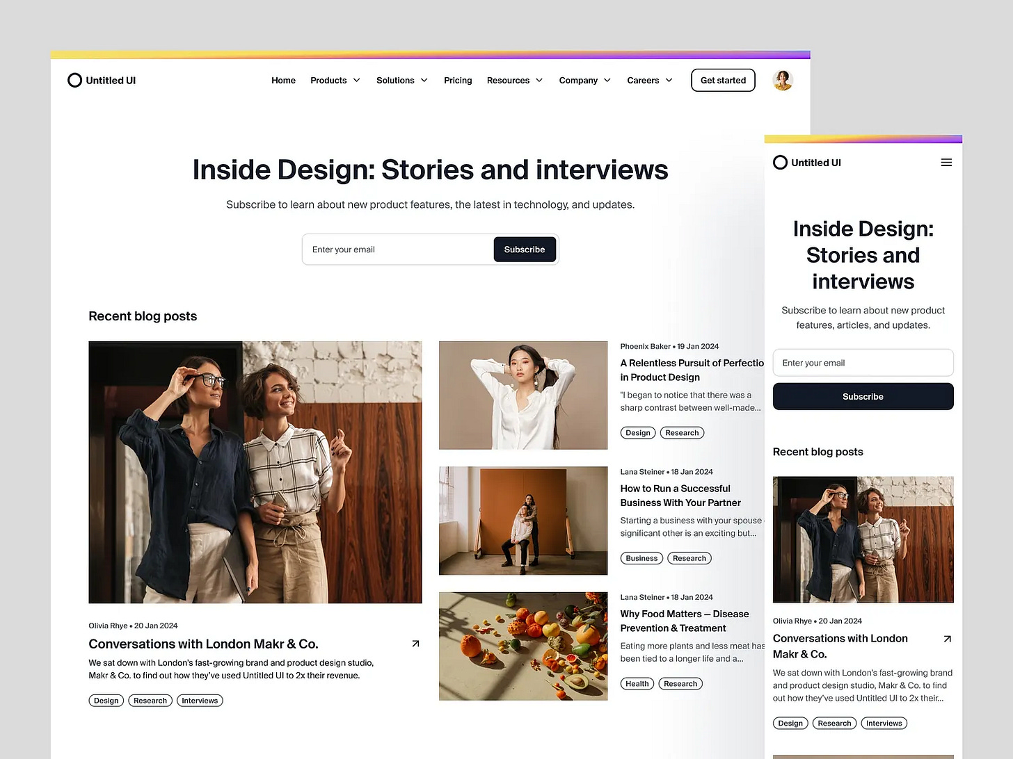 Example of UX Design on a Blog Landing Page Example of UX Design on a Blog Landing Page