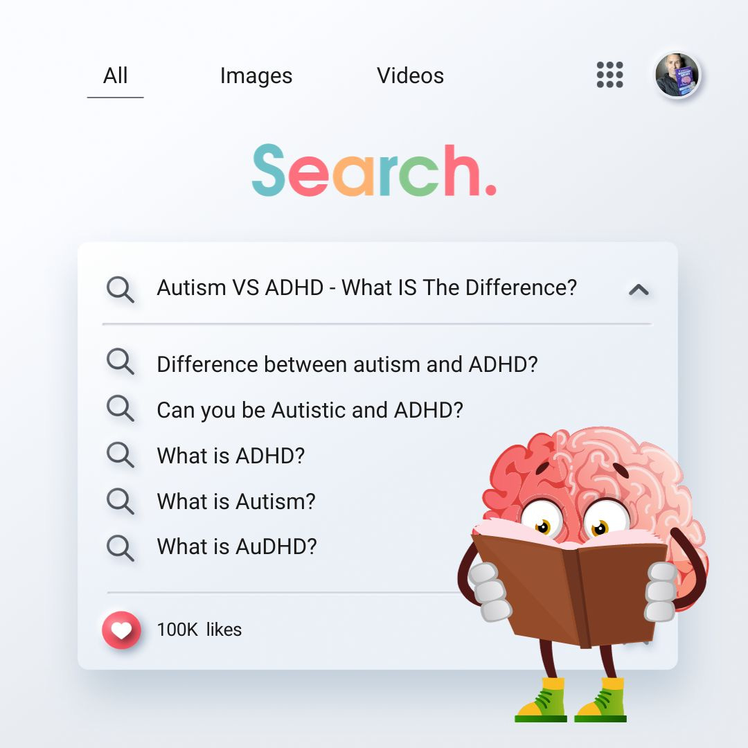 Search that reads Autism VS ADHD - What IS the Difference? What is the difference between autism and ADHD? Can you be Autistic and ADHD? What is ADHD? What is Autism? What is AuDHD? 