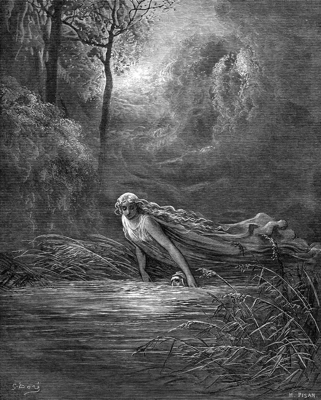 1800s Gustave DORE Woodcut "river of Lethe Matelda & Dante" Gallery FRAMED  Signed COA - Etsy