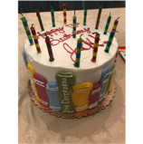 A cake with candles on it

Description automatically generated