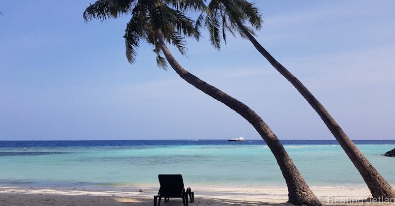 The bikini beach on Maafushi, Maldives