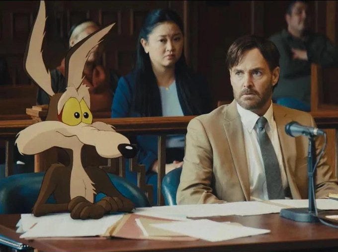 Coyote with his lawyer in a still from the cancelled movie.