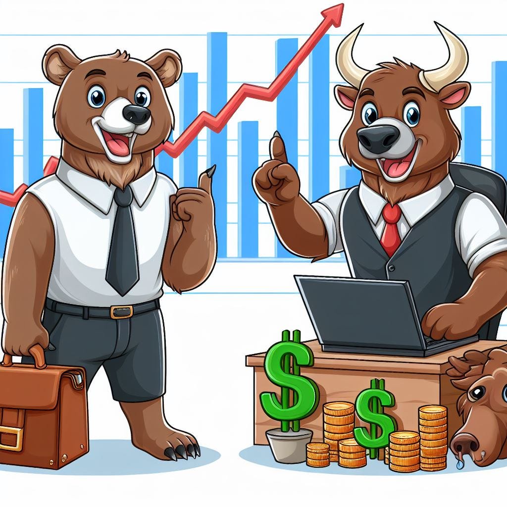 Stock bears bulls cartoon CPI PPI hot 