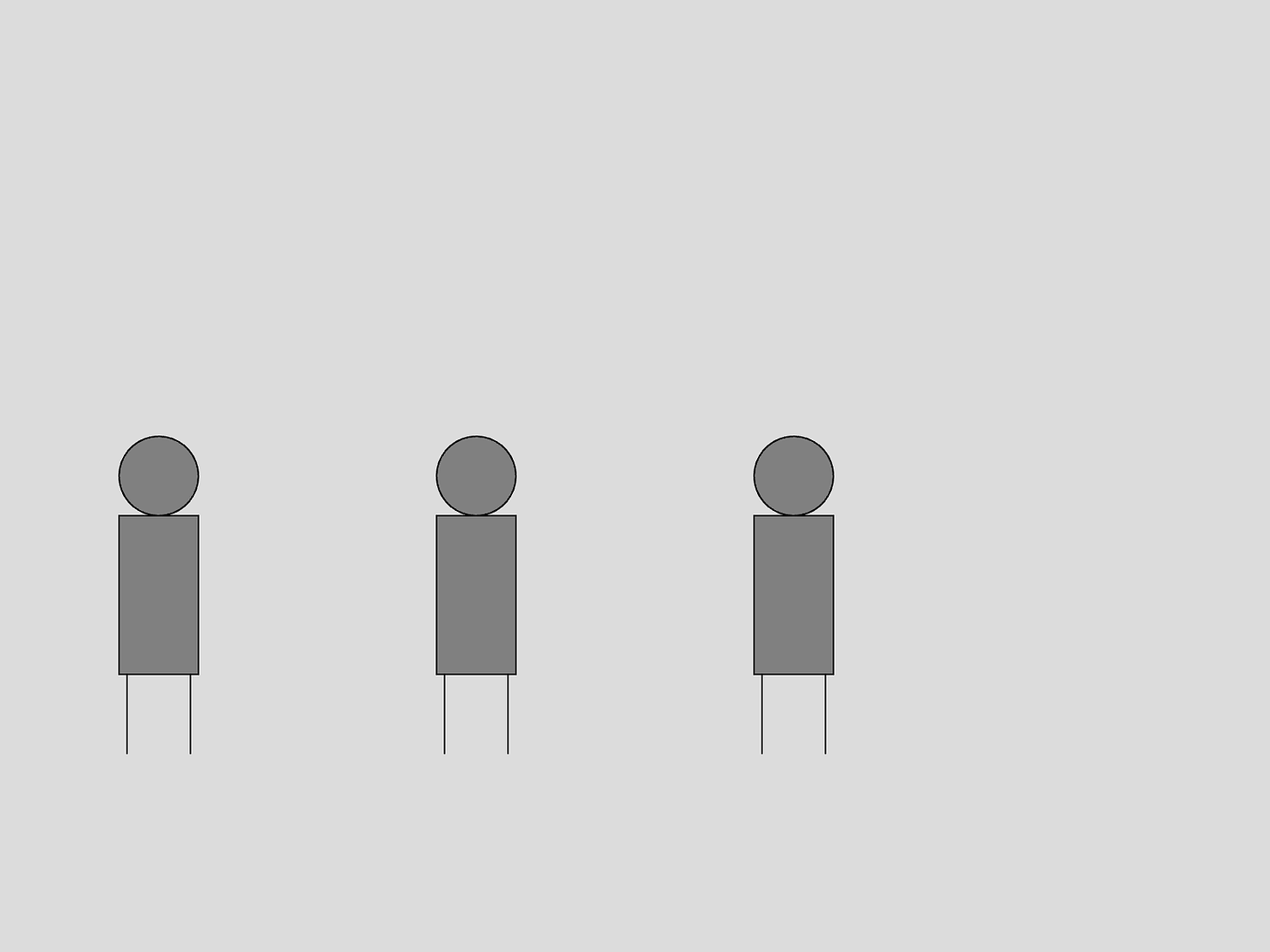 three stick figures all in a line