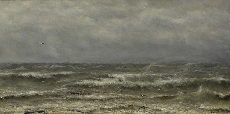 'Branding op de Noordzee' 1870 - olieverf op doek: H.W. Mesdag (herkomst: coll. De Mesdag Collectie)