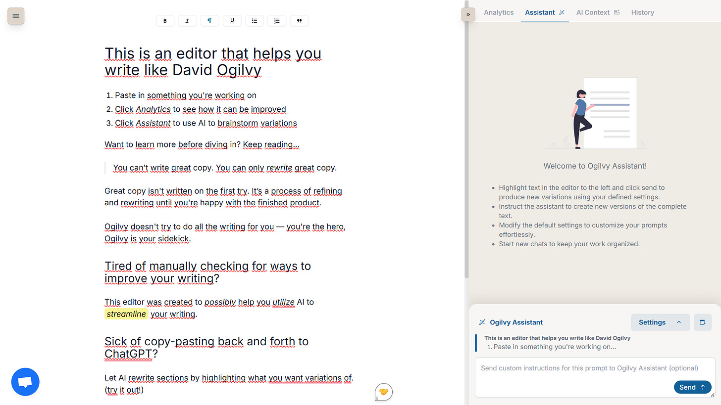 Snímek obrazovky editoru OgilvyApp.com