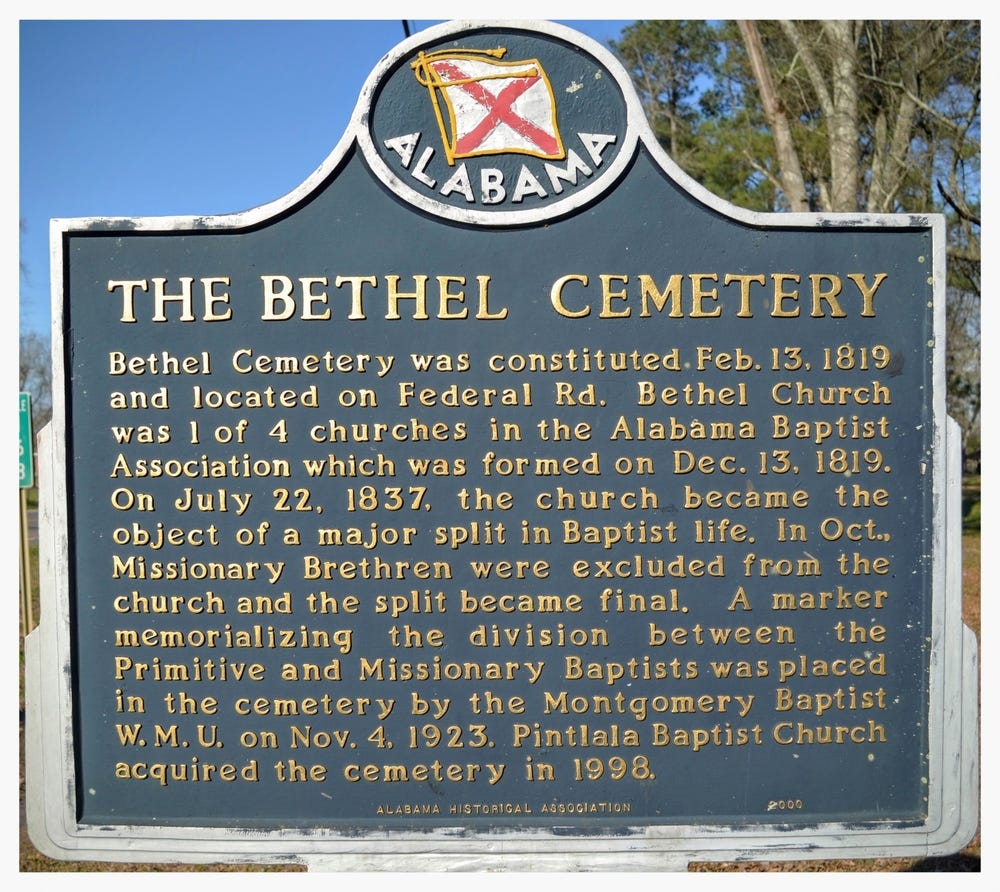 Bethel Cemetery historical marker, Pintlala, Montgomery County, Alabama