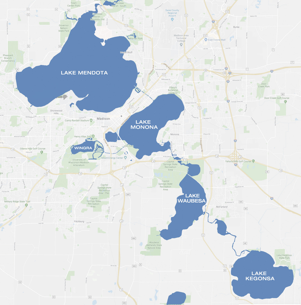 map of the Madison, Wisconsin area