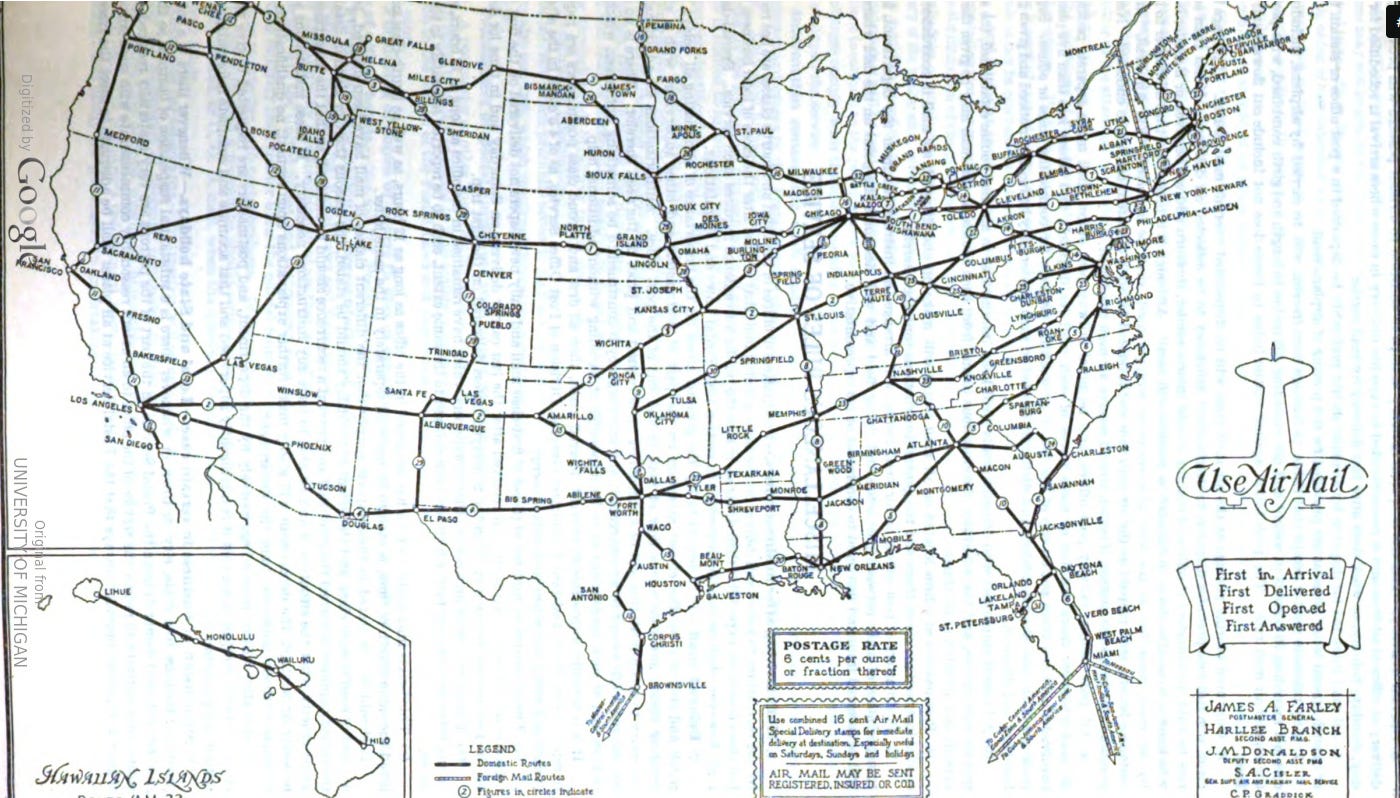 Air Mail route map