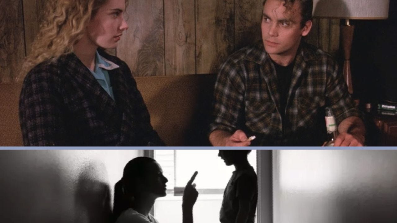 Shelly & husband Leo in Twin Peaks; mother disciplining her child