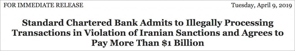 violations of Iranian sanctions $1 billion