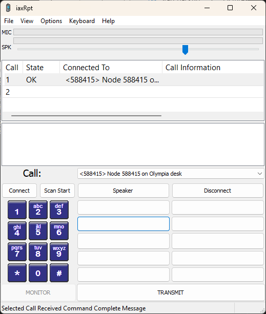 Successful connection to remote node