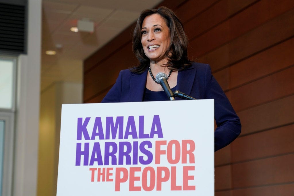 Senator Kamala Harris (D-CA) speaks to the media after announcing she will run for president of the United States at Howar...