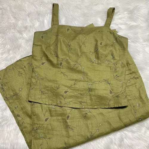 VTG Ann Taylor Olive Green Linen set - Picture 1 of 9