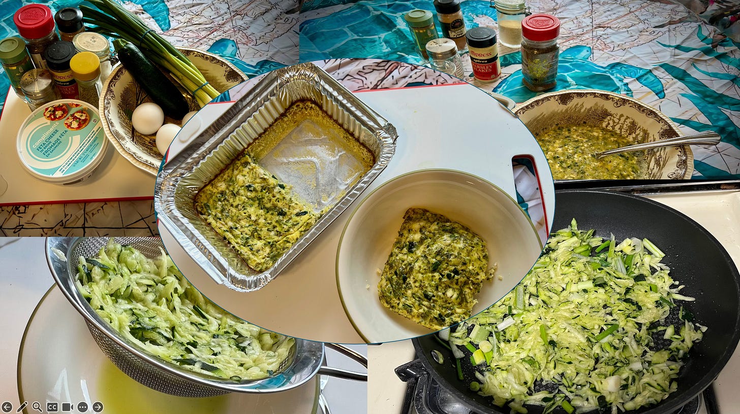 Collage of images of cooking Sfougato