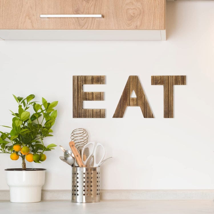 Burnt Wood Wall Mounted EAT Letters Dining Room, TEA Kitchen Sign – MyGift