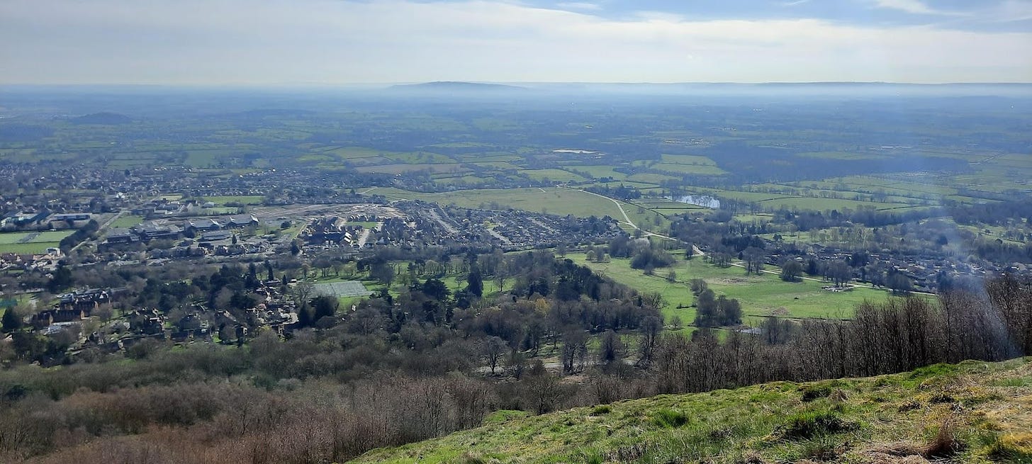 The view east from the Malvern Hills