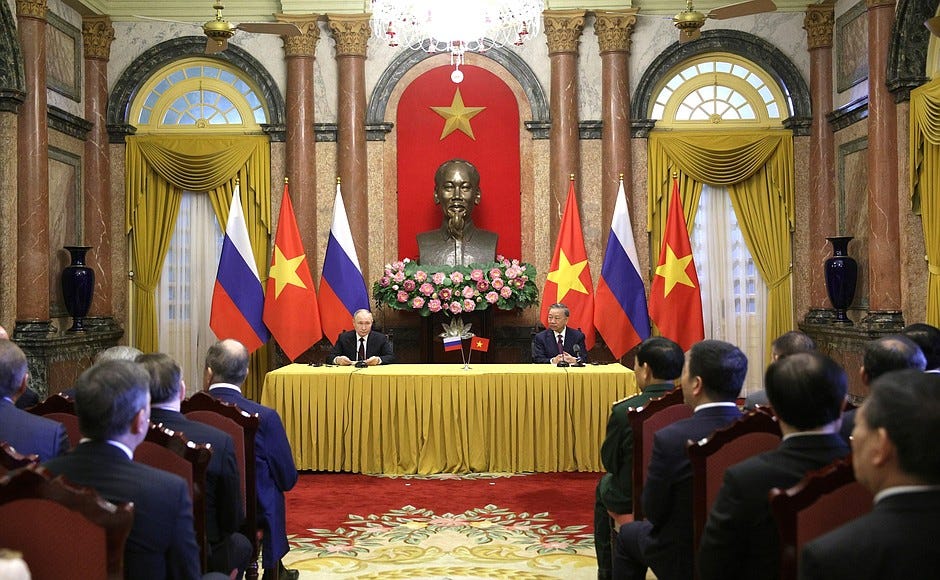 Vladimir Putin and President of Vietnam To Lam’s statements to the media.