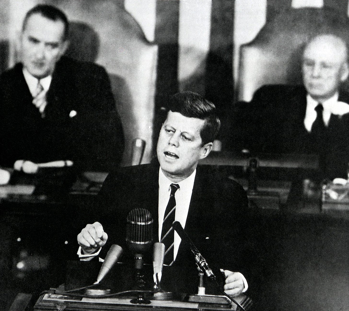 President John F. Kennedy speaks before a joint session of Congress, May 25, 1961. President John F. Kennedy speaks before a joint session of Congress, May 25, 1961.