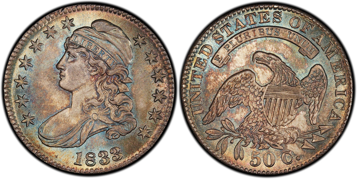 1833 50C (Regular Strike) Capped Bust Half Dollar - PCGS CoinFacts