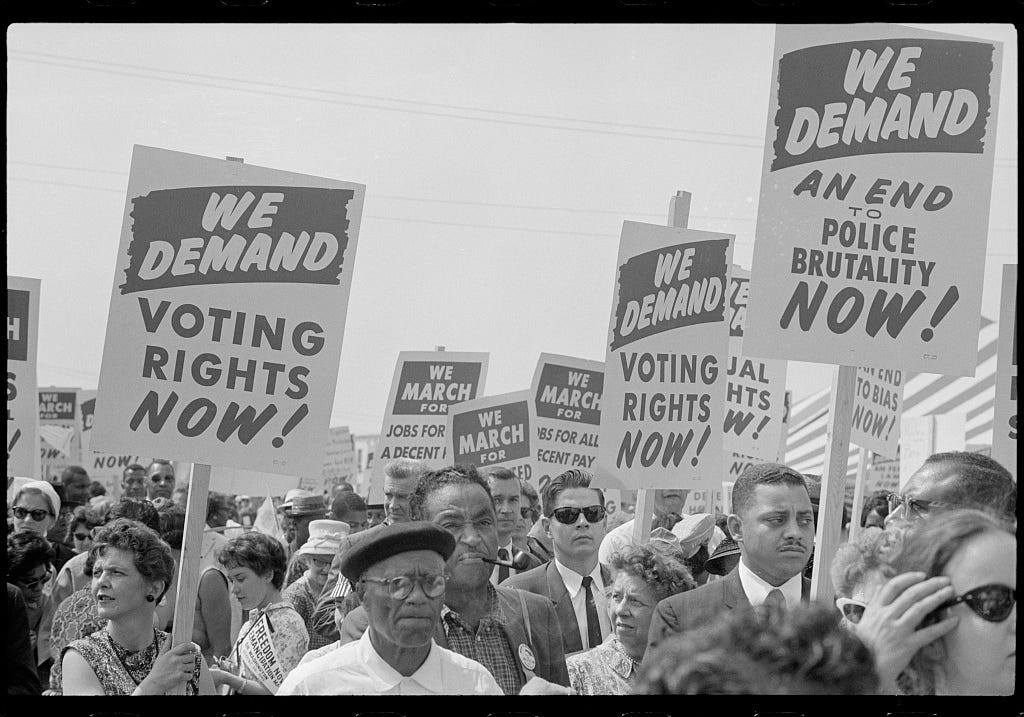Marchers with signs at the March on Washington, 1963] | Library of Congress
