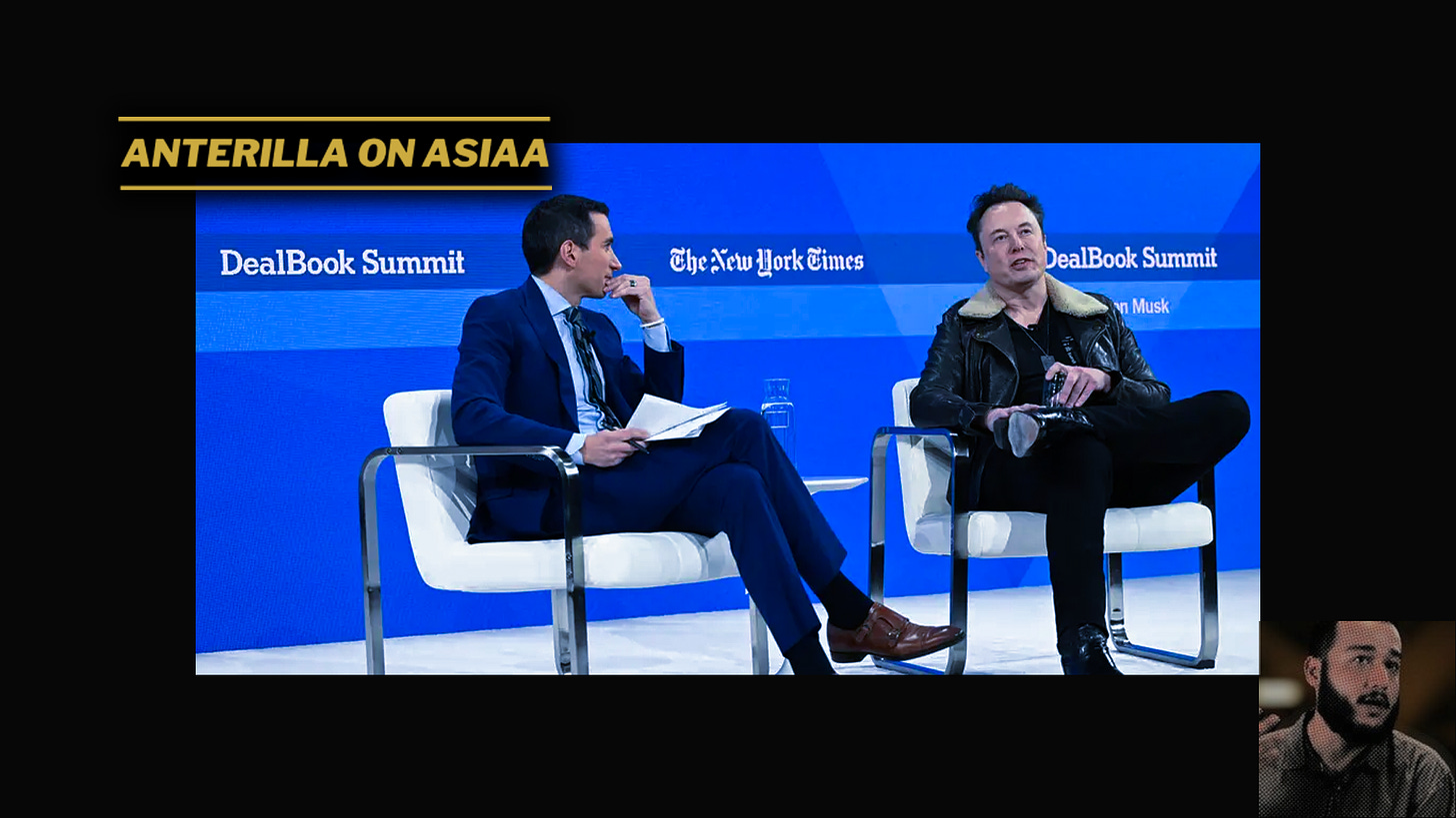 Elon Musk puhui lavalla The New York Times DealBook Summit 2023 -tapahtumassa.