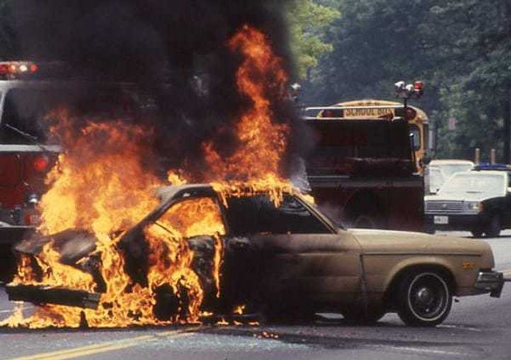 One of the many Ford Pinto fires of 1973