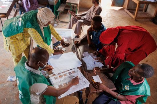 Election officials start to count the ballots in Mali’s referendum.