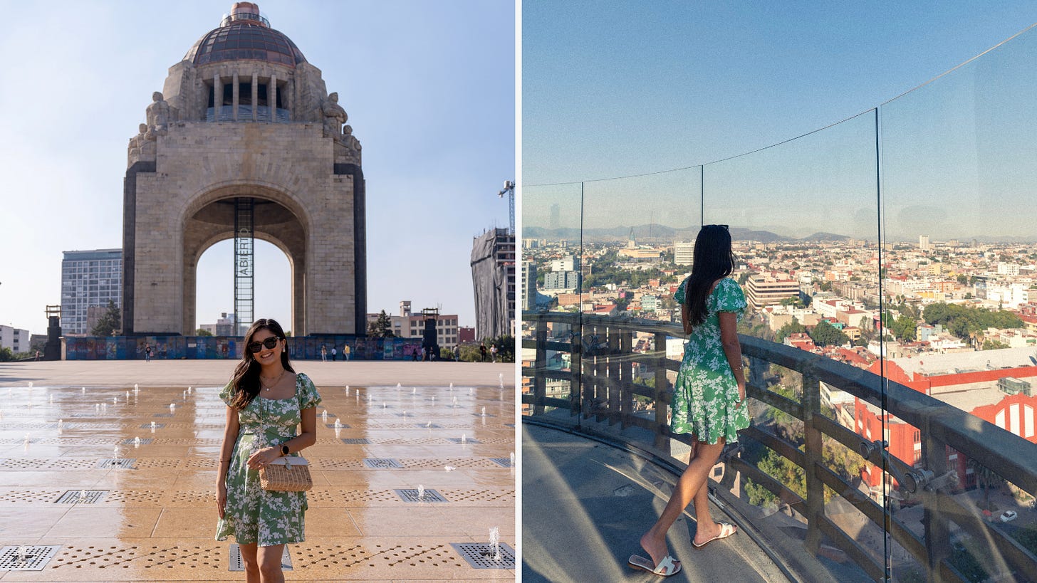 Views from the fountain and the top of the Monument to the Revolution